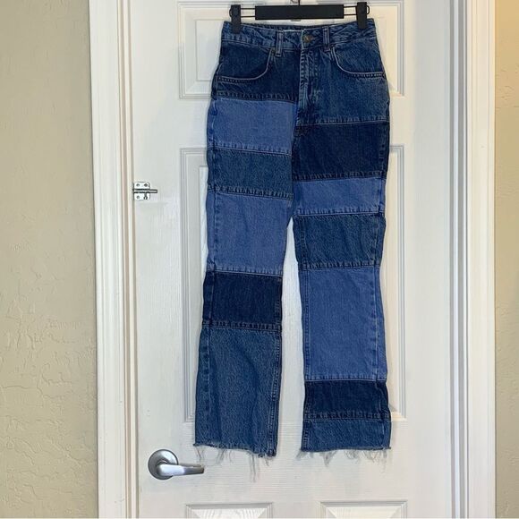 Subdued Patchwork Soft Flared Jeans Size 24 - Picture 11 of 12